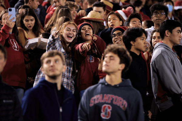 A crowd of fans at a Stanford football game